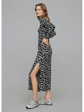 Mango Letter Print Ruffle Dress Size 8